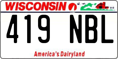 WI license plate 419NBL
