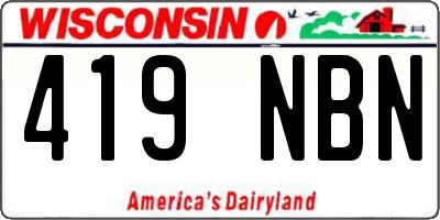 WI license plate 419NBN