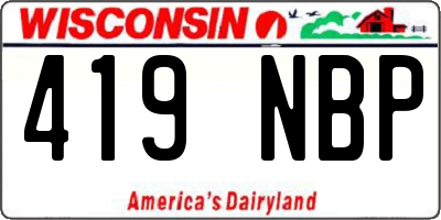 WI license plate 419NBP