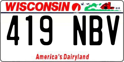 WI license plate 419NBV