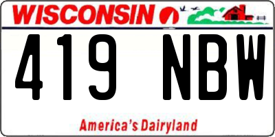 WI license plate 419NBW