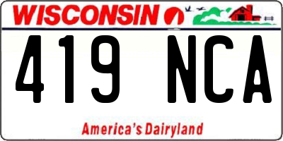 WI license plate 419NCA