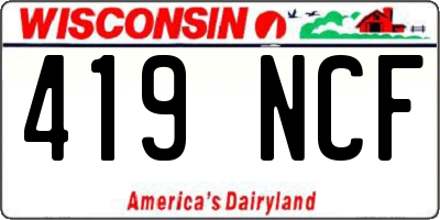 WI license plate 419NCF