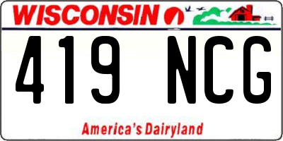 WI license plate 419NCG