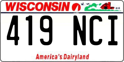 WI license plate 419NCI