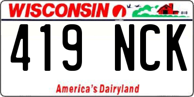 WI license plate 419NCK