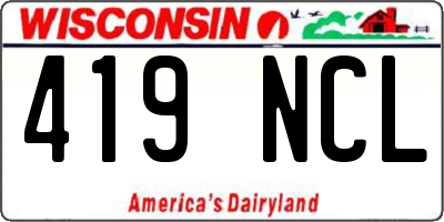 WI license plate 419NCL