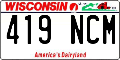 WI license plate 419NCM