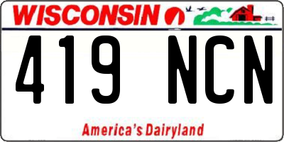 WI license plate 419NCN