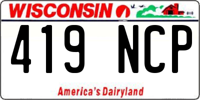 WI license plate 419NCP