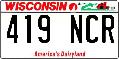 WI license plate 419NCR