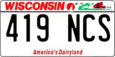 WI license plate 419NCS