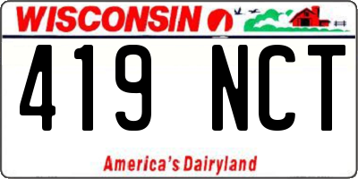 WI license plate 419NCT