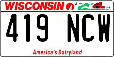WI license plate 419NCW