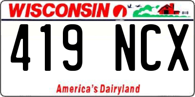 WI license plate 419NCX