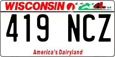 WI license plate 419NCZ