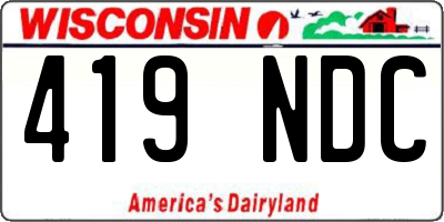 WI license plate 419NDC