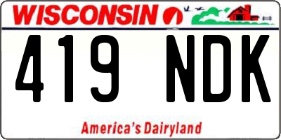 WI license plate 419NDK
