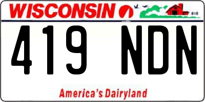 WI license plate 419NDN