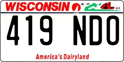WI license plate 419NDO