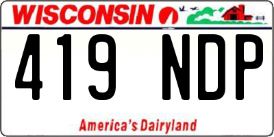 WI license plate 419NDP