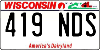 WI license plate 419NDS