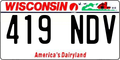WI license plate 419NDV