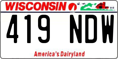 WI license plate 419NDW