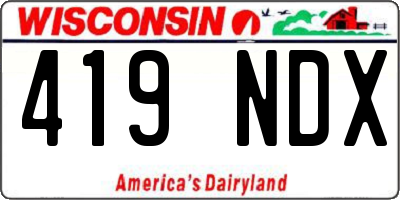 WI license plate 419NDX