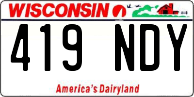 WI license plate 419NDY