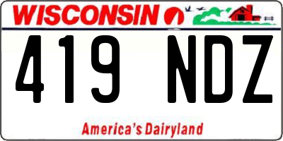 WI license plate 419NDZ