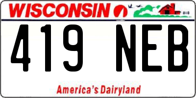 WI license plate 419NEB