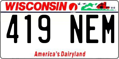 WI license plate 419NEM
