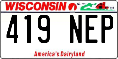 WI license plate 419NEP