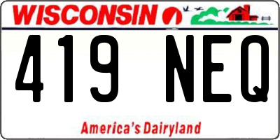 WI license plate 419NEQ