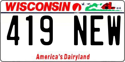 WI license plate 419NEW