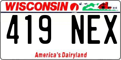 WI license plate 419NEX