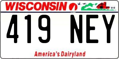 WI license plate 419NEY