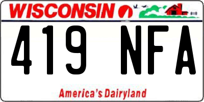 WI license plate 419NFA