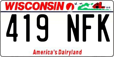 WI license plate 419NFK