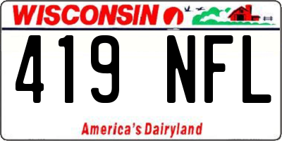 WI license plate 419NFL