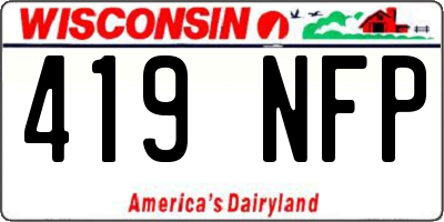 WI license plate 419NFP