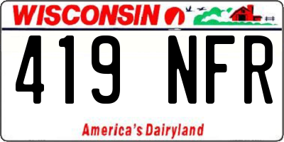 WI license plate 419NFR