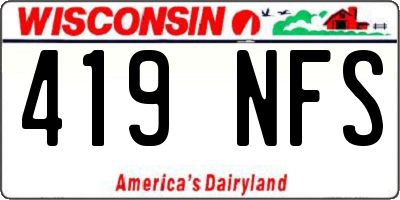 WI license plate 419NFS