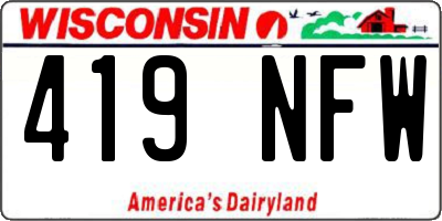 WI license plate 419NFW
