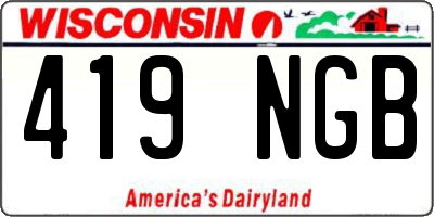 WI license plate 419NGB