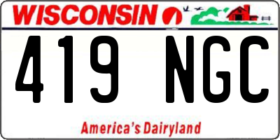 WI license plate 419NGC