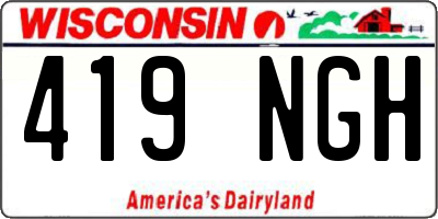 WI license plate 419NGH