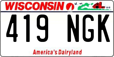 WI license plate 419NGK