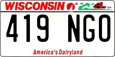 WI license plate 419NGO